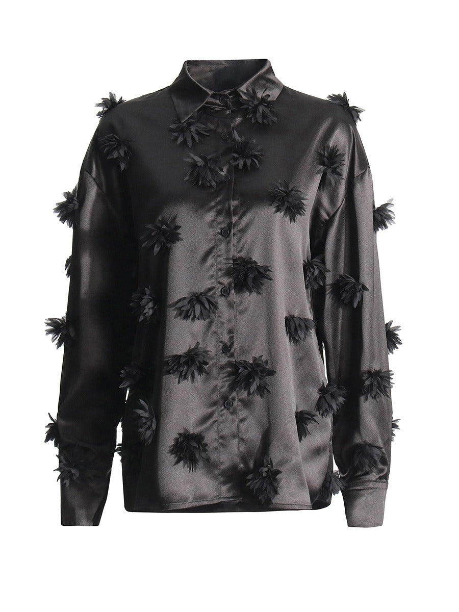 Pre Order:  3D Flower Patchwork Long Sleeve Shirt