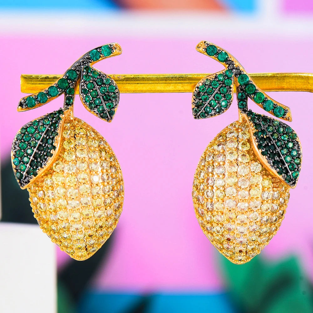 Pre Order:  Cute Lemon Zircon Earrings