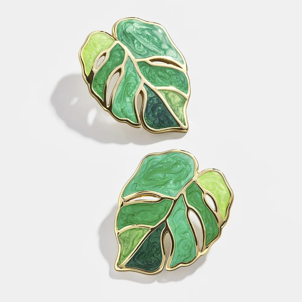 Pre Order:  Monsteras Leaf Metal Earrings