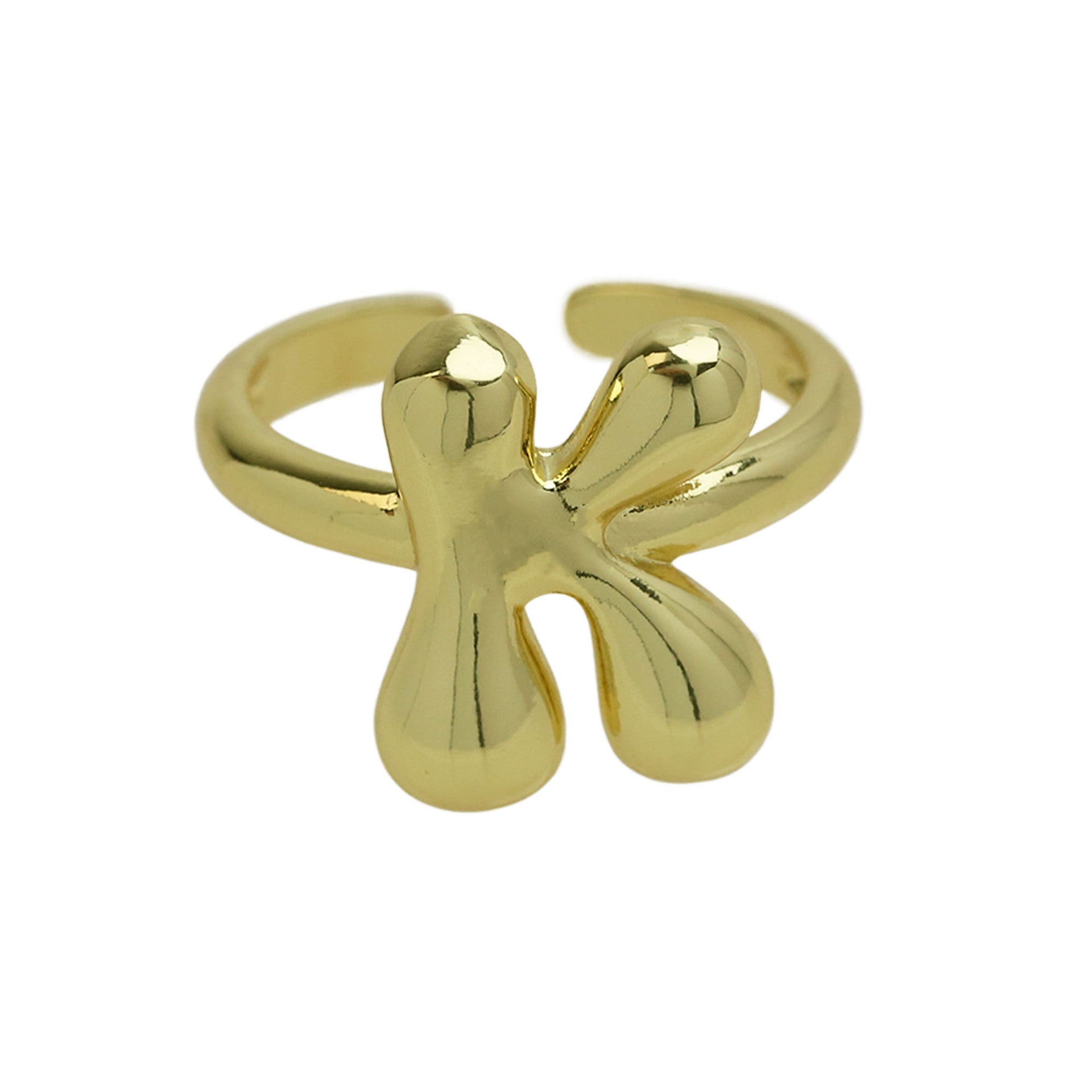 Pre Order: Golden Smooth Bubble Balloon Chubby Alphabet Ring