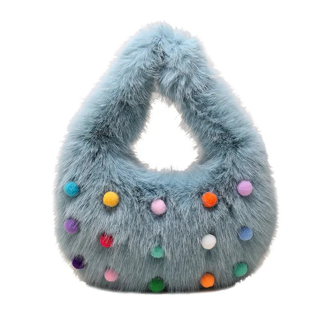 Pre Order:  Multicolor Fur Balls Cloud Bag