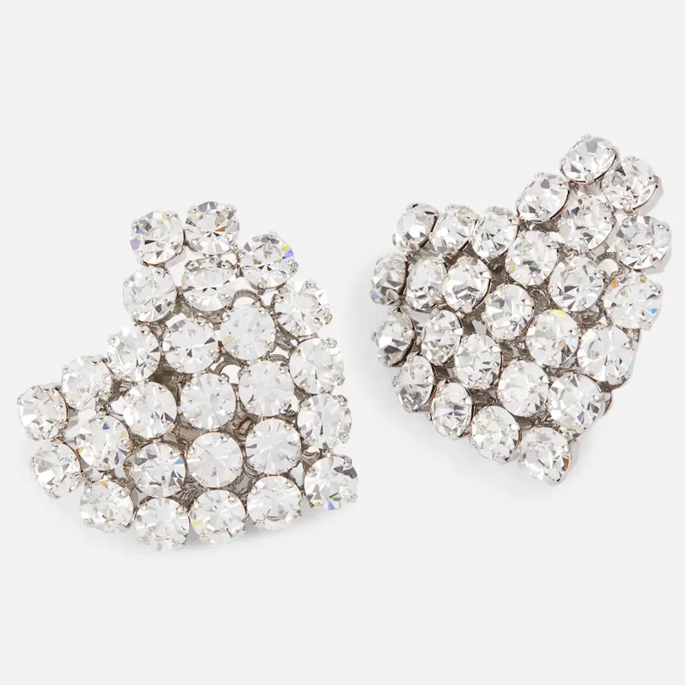 Pre Order:  Round Rhinestone Heart Clip-On Earrings