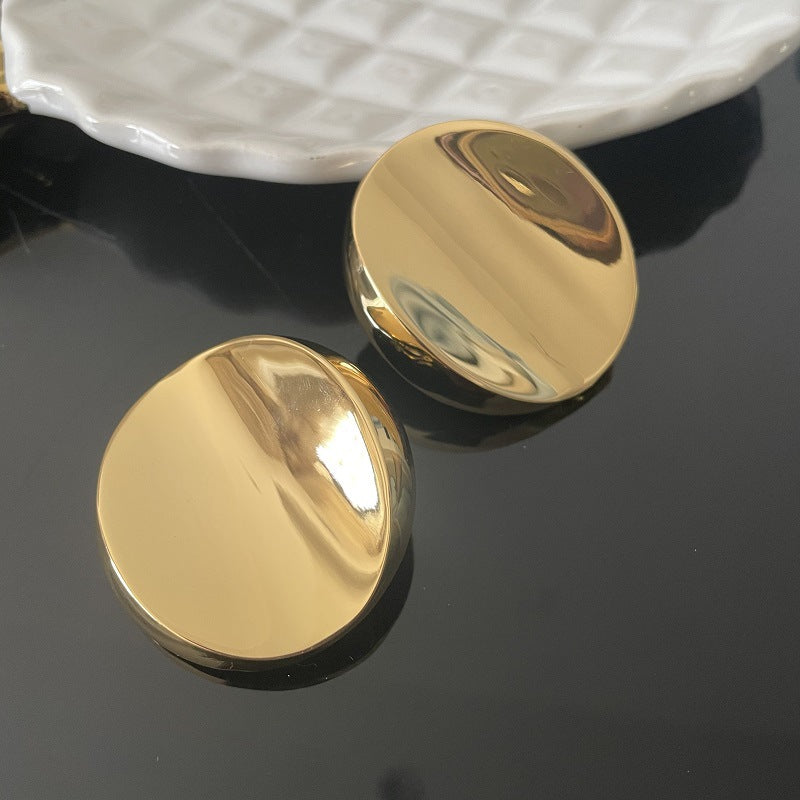 Pre Order:  Elliptical Gold Smooth Clip On Earrings