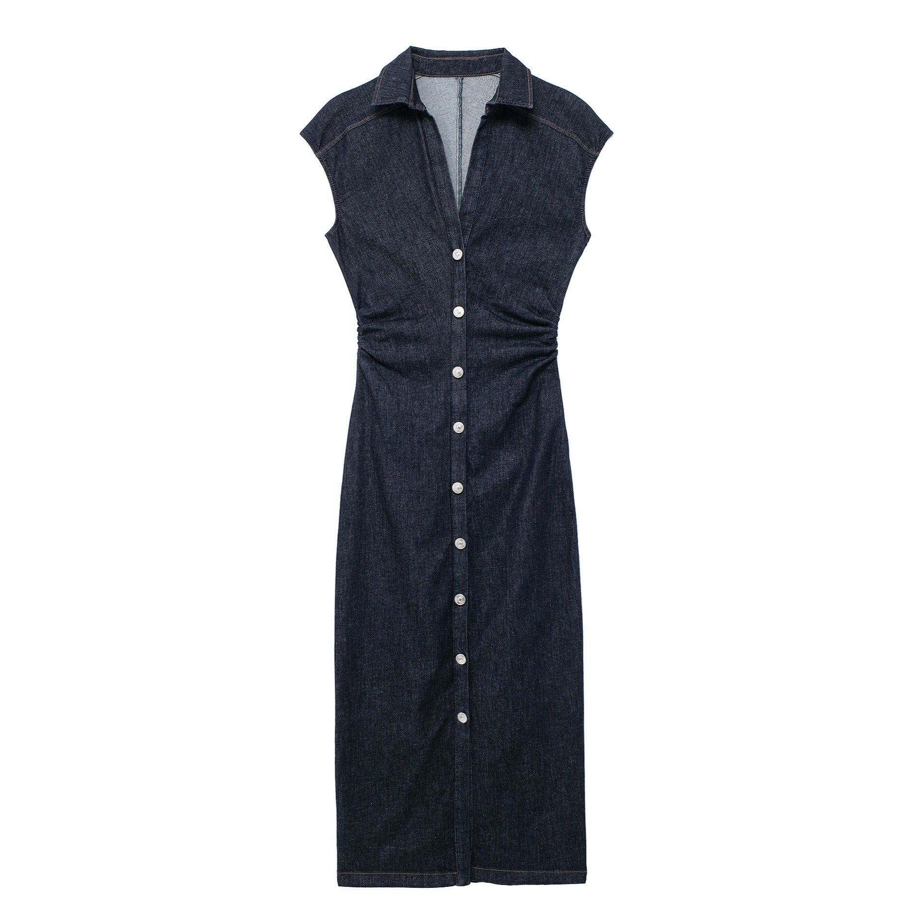 Pre Order:  Denim Midi Slim Fit Shirt Dress