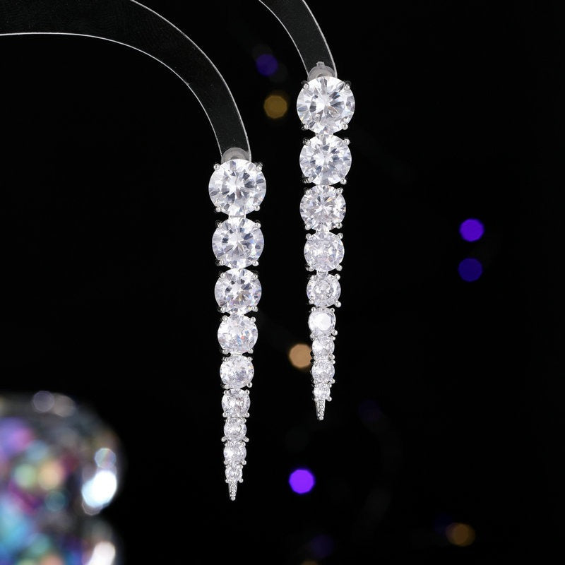 Pre Order:  Ice Cracked Zircon Long Earrings