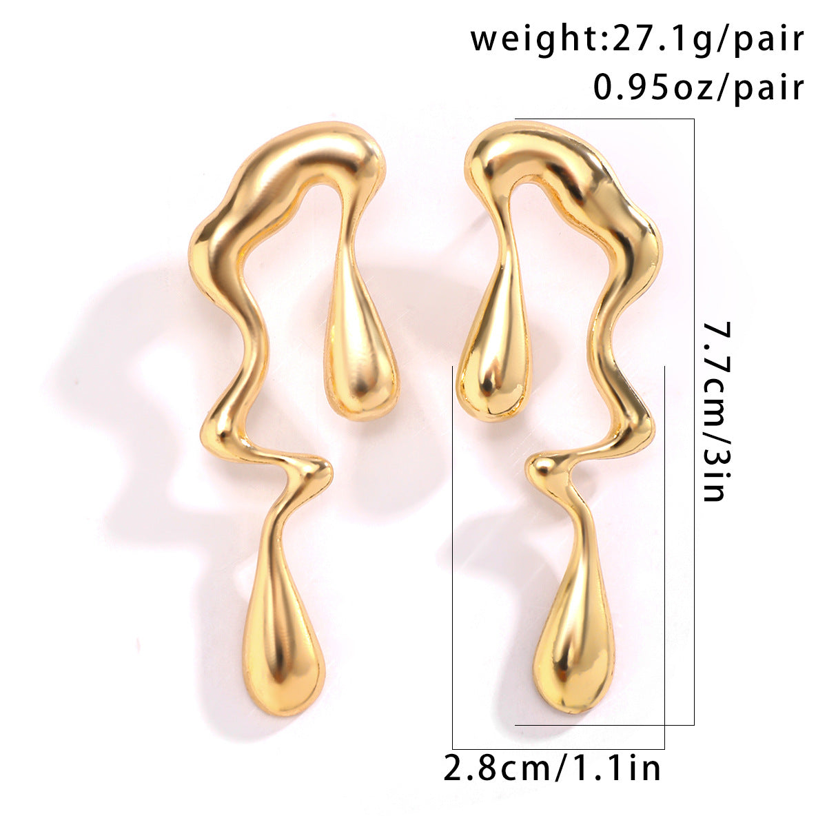 Pre Order:  Warped Elongated Metal Stud Earrings