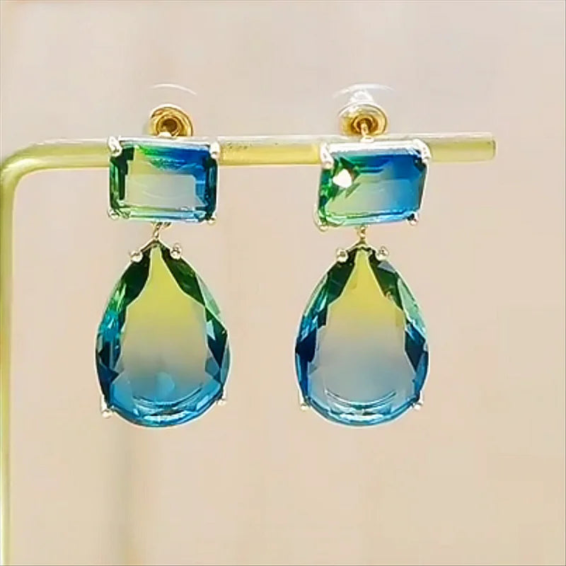 Pre Order:  Gradient Tourmaline Water Drop Earrings