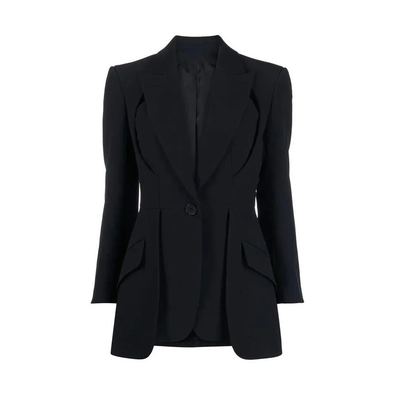 Pre Order:  Solid Hollow Out Irregular Blazer