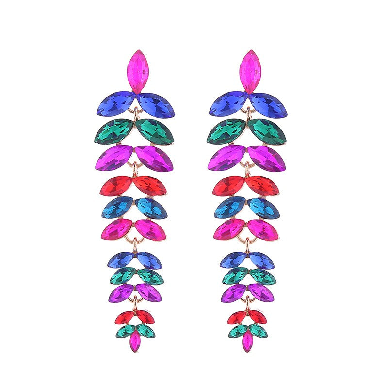 Pre Order:  Multi-Layered Diamond Leaf Flower Earrings