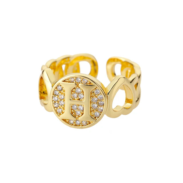 Pre Order:  Alphabet Gold Plated Resizable Ring