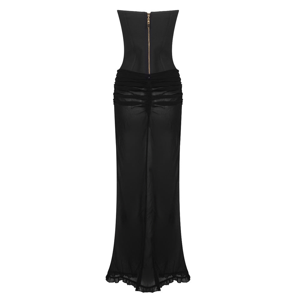 Pre Order:  Mesh Chiffon Tube Top + Mesh Long Skirt