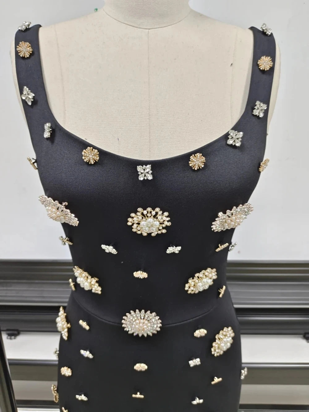 Pre Order:  Sleeveless Brooch Embellishment Slim Maxi Dress