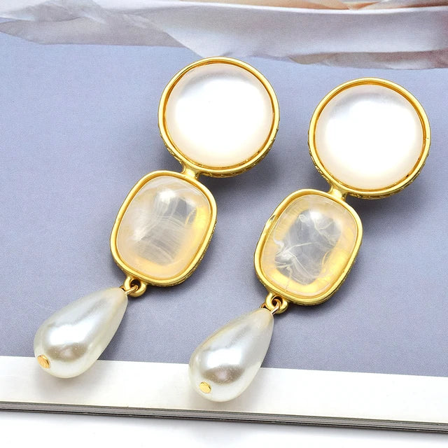 Pre Order:  Colored Resin Faux Pearl Earrings