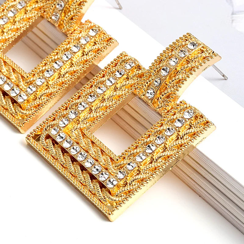 Pre Order:  Rhinestone Embellished Square Stud Earrings