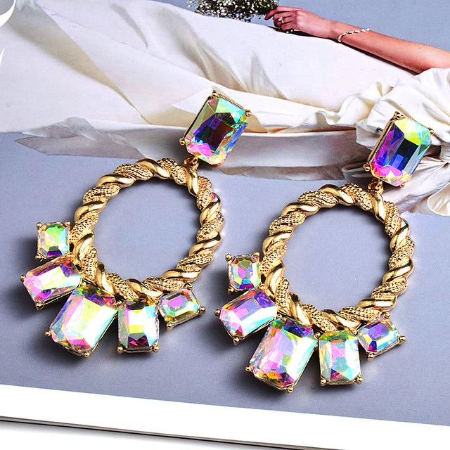 Pre Order:  Bejeweled Twisted Loops Drop Earrings