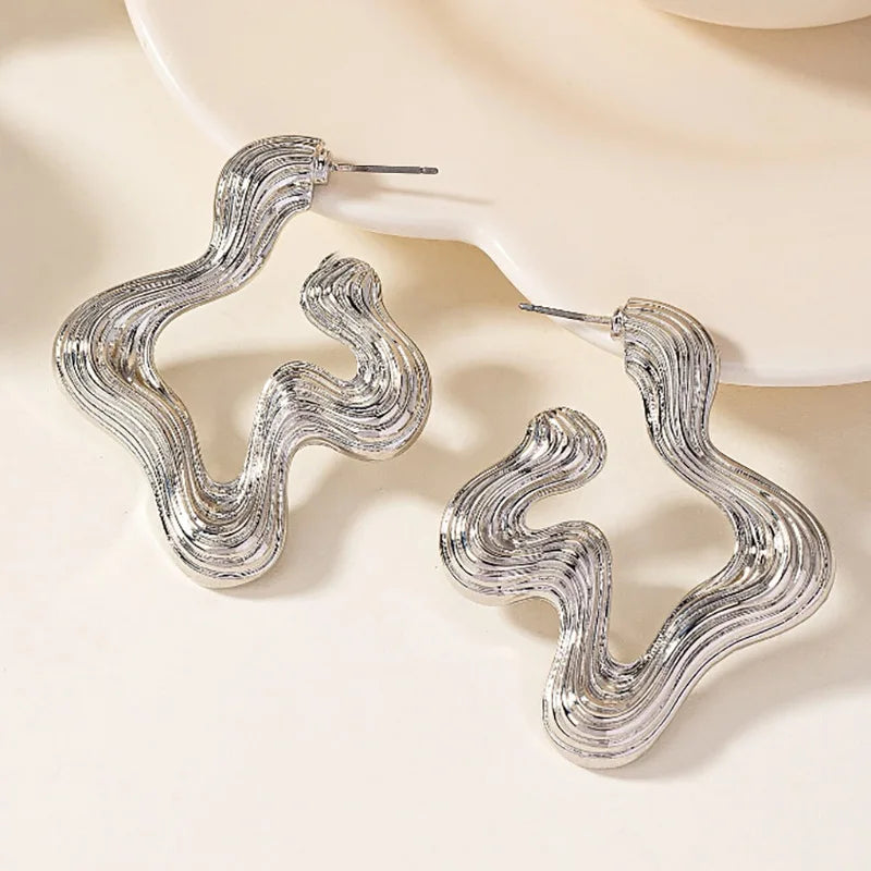 Pre Order:  Warped Textured Large Hoop Earrings