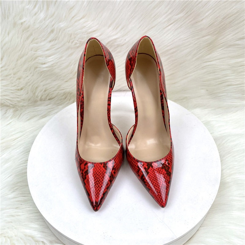 Pre Order:  Red Faux Snakeskin Stilettos