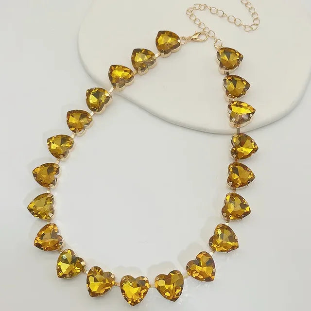 Pre Order:  Shiny Glass Crystals Elliptic Cut Luxury Short Necklace