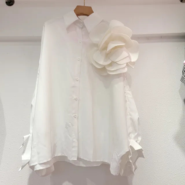 Pre Order:  3D Flower Long Lantern Sleeves Shirt