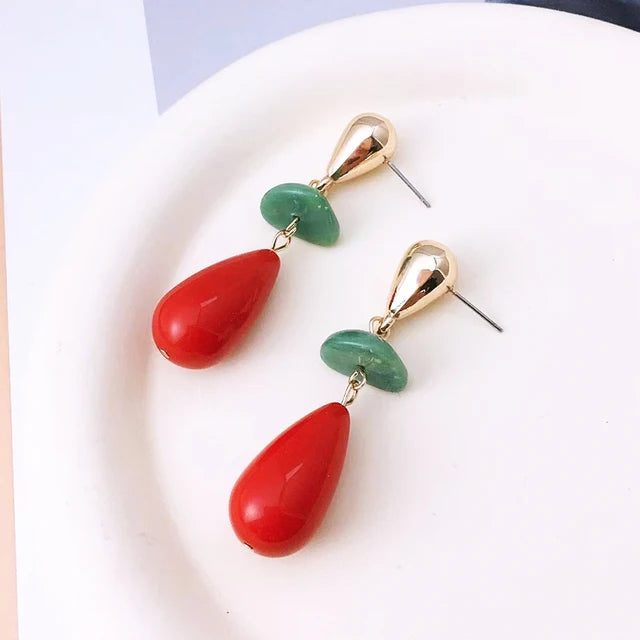 Pre Order:  Colorful Enamel Water Drop Earrings