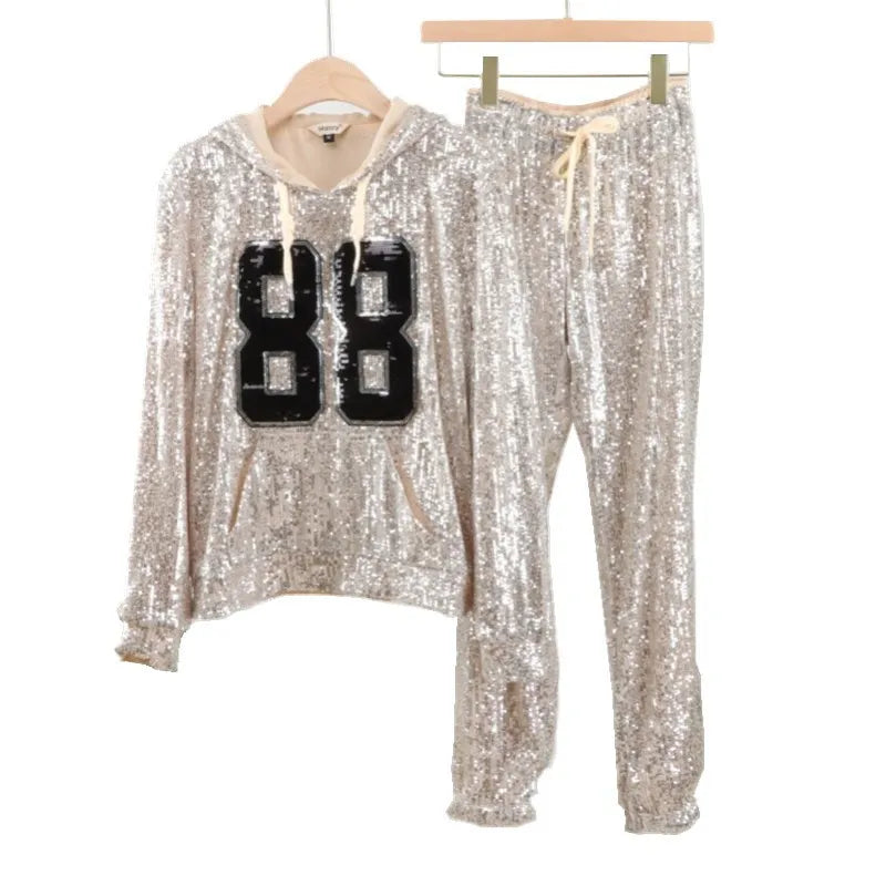 Pre Order:  Sequined Sweatshirt + Pants Sweatsuit