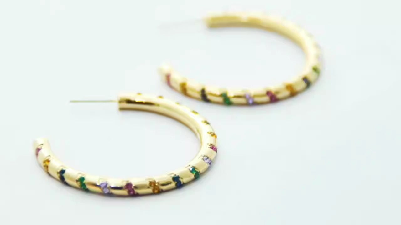 Pre Order:  C-Hoop Color Stripes Earrings