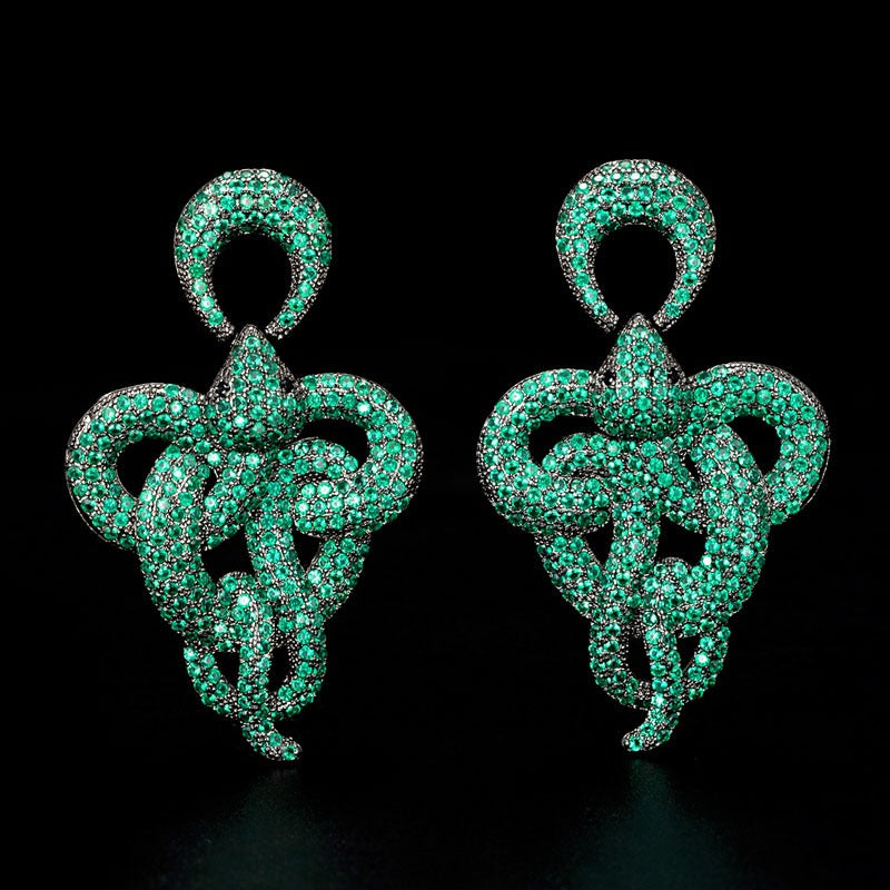 Pre Order:  Exaggerated Micro-Encrusted Gothic Snake Earrings