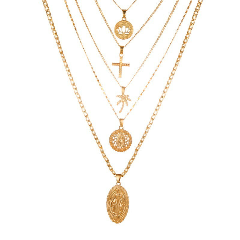 Pre Order: Golden Multi-Layer Pendant Necklace