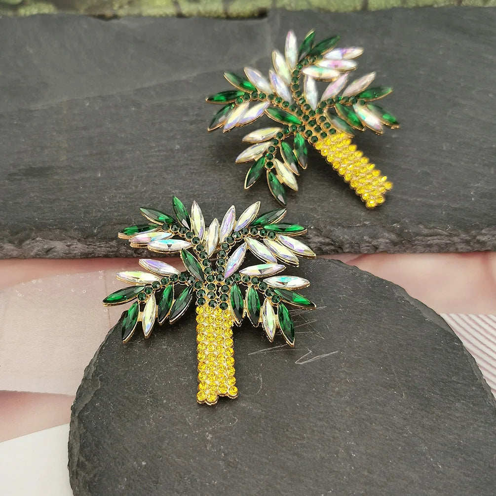 Pre Order:  Palm Tree Crystal Stud Earrings