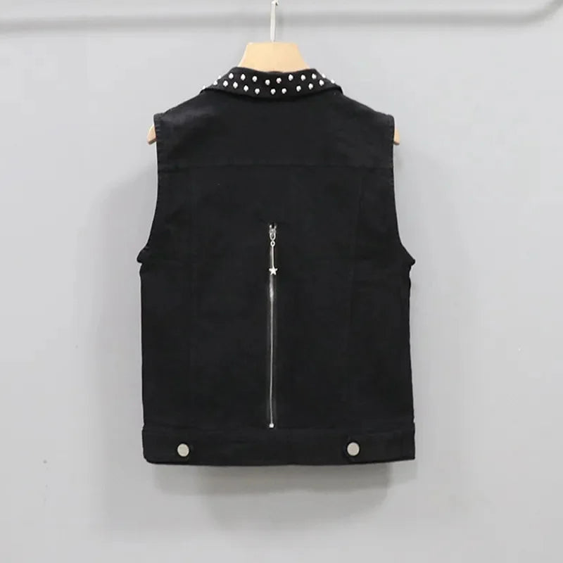 Pre Order: Rivet Tassel Waistcoat Denim Vest