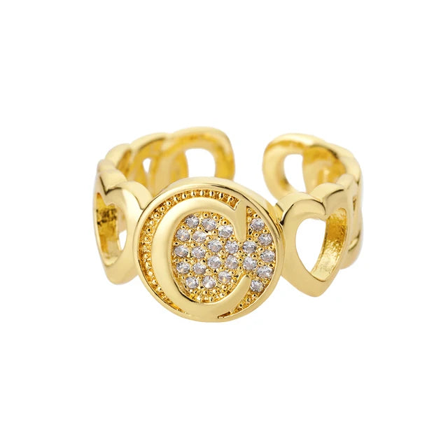 Pre Order:  Alphabet Gold Plated Resizable Ring