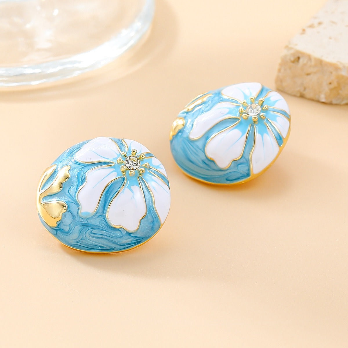 Pre Order:  Bohemian Flower Dripping Oil Enamel Earrings