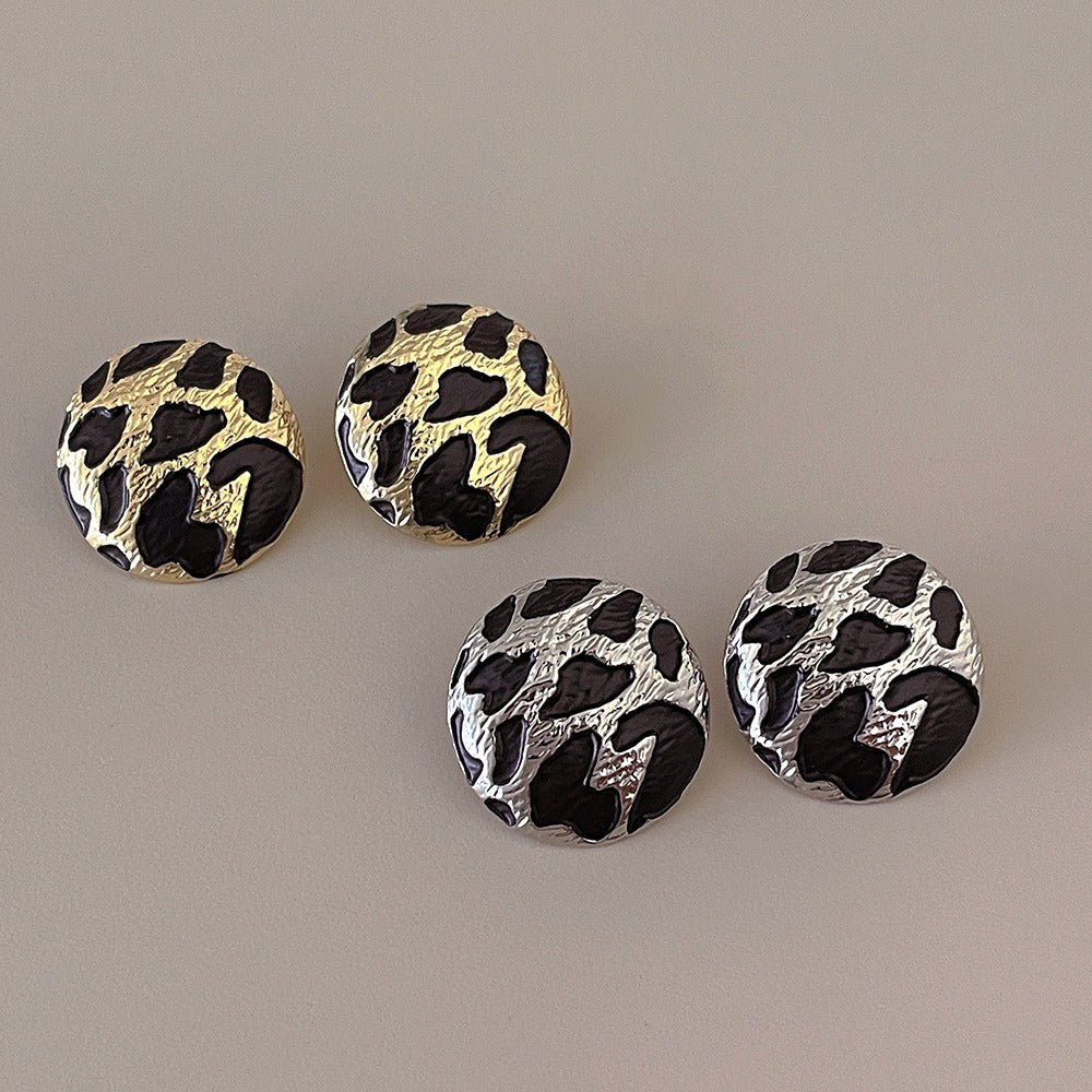 Pre Order:  Irregular Leopard Print Round Earrings