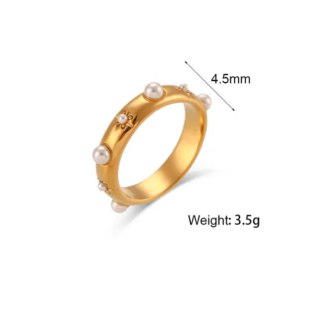 Pre Order:  Zircon Pearl Stainless Steel Ring