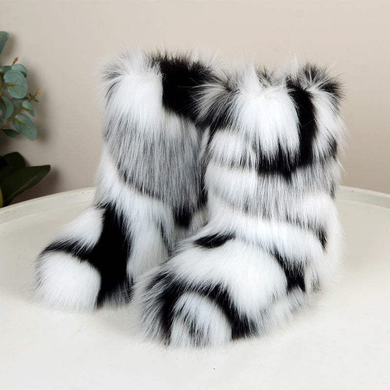 Fluffy Fur Slip On Boots