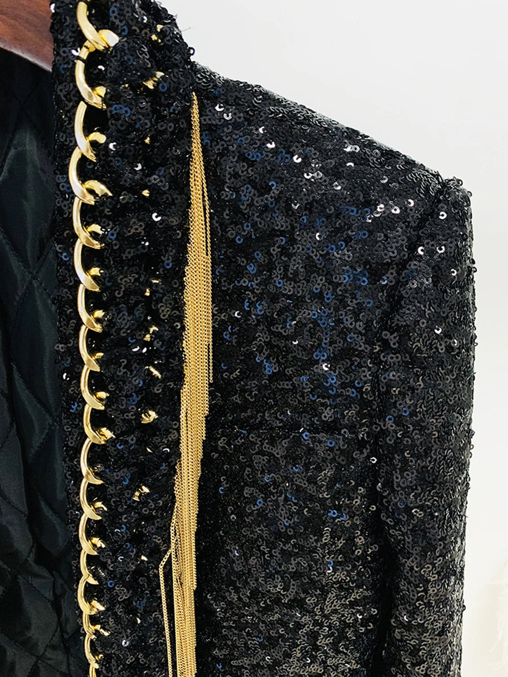 Tassel Chain Sequined Blazer