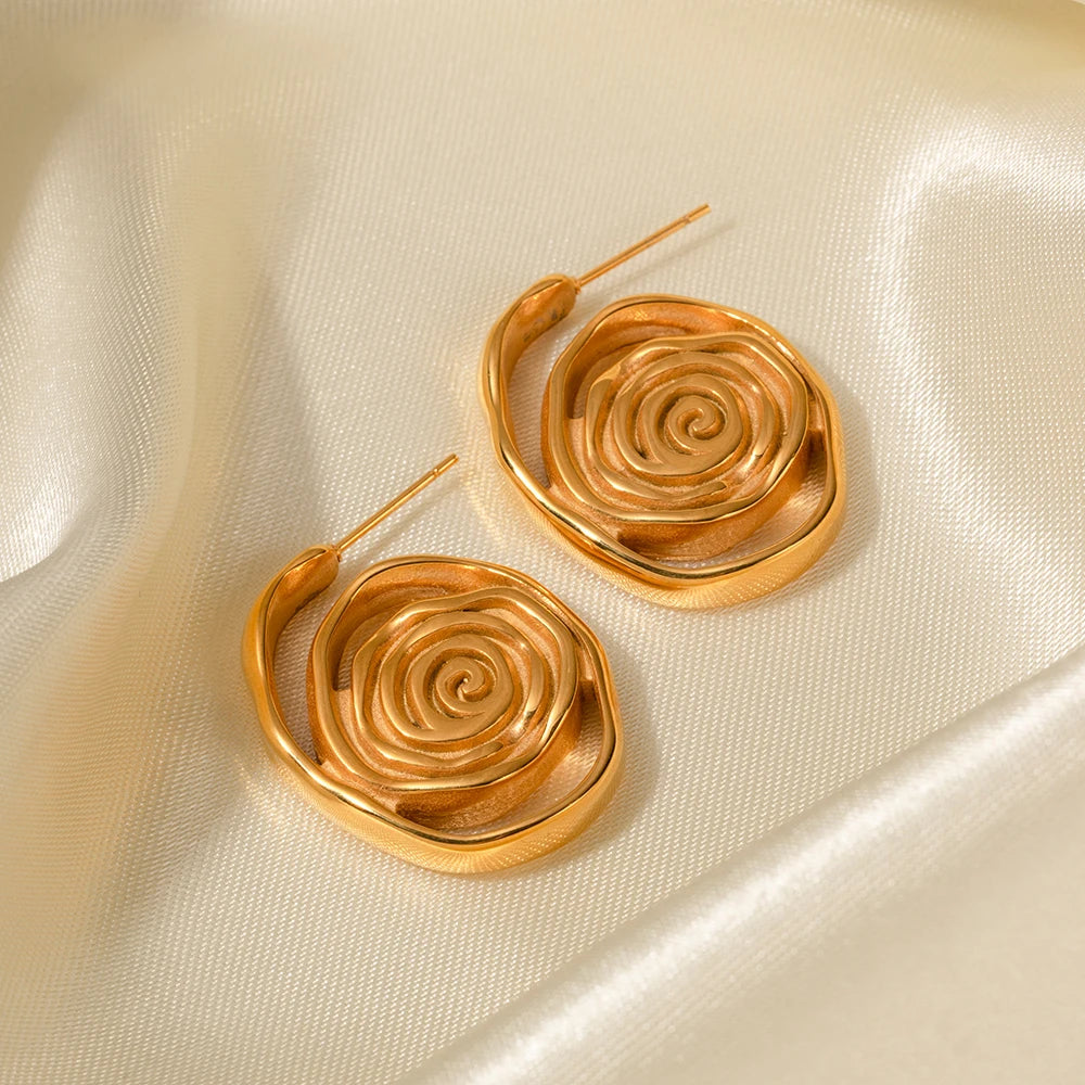 Pre Order:  Spiral Rosette Gold Plated Earrings