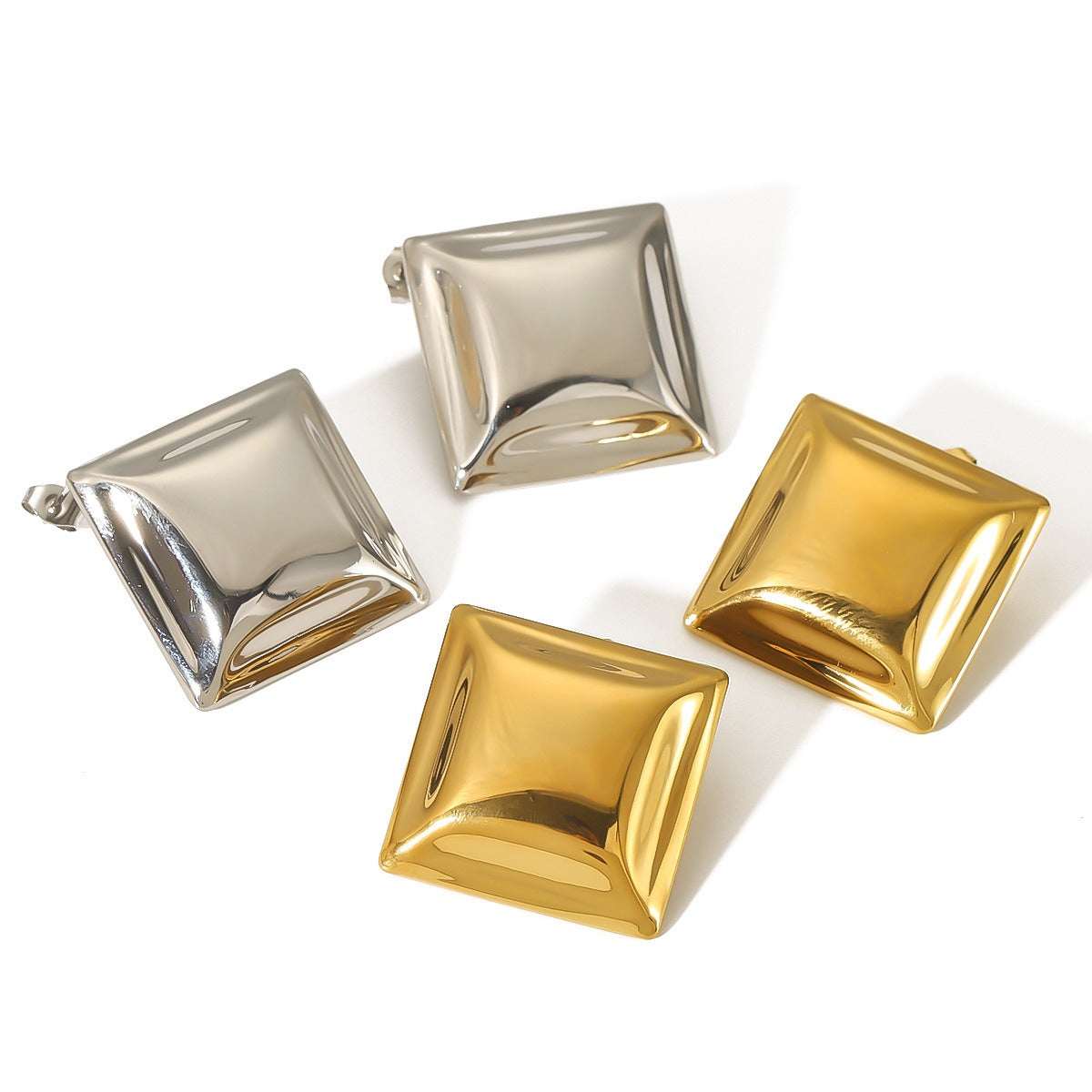 Pre Order:  Stainless Steel Concave Square Earrings