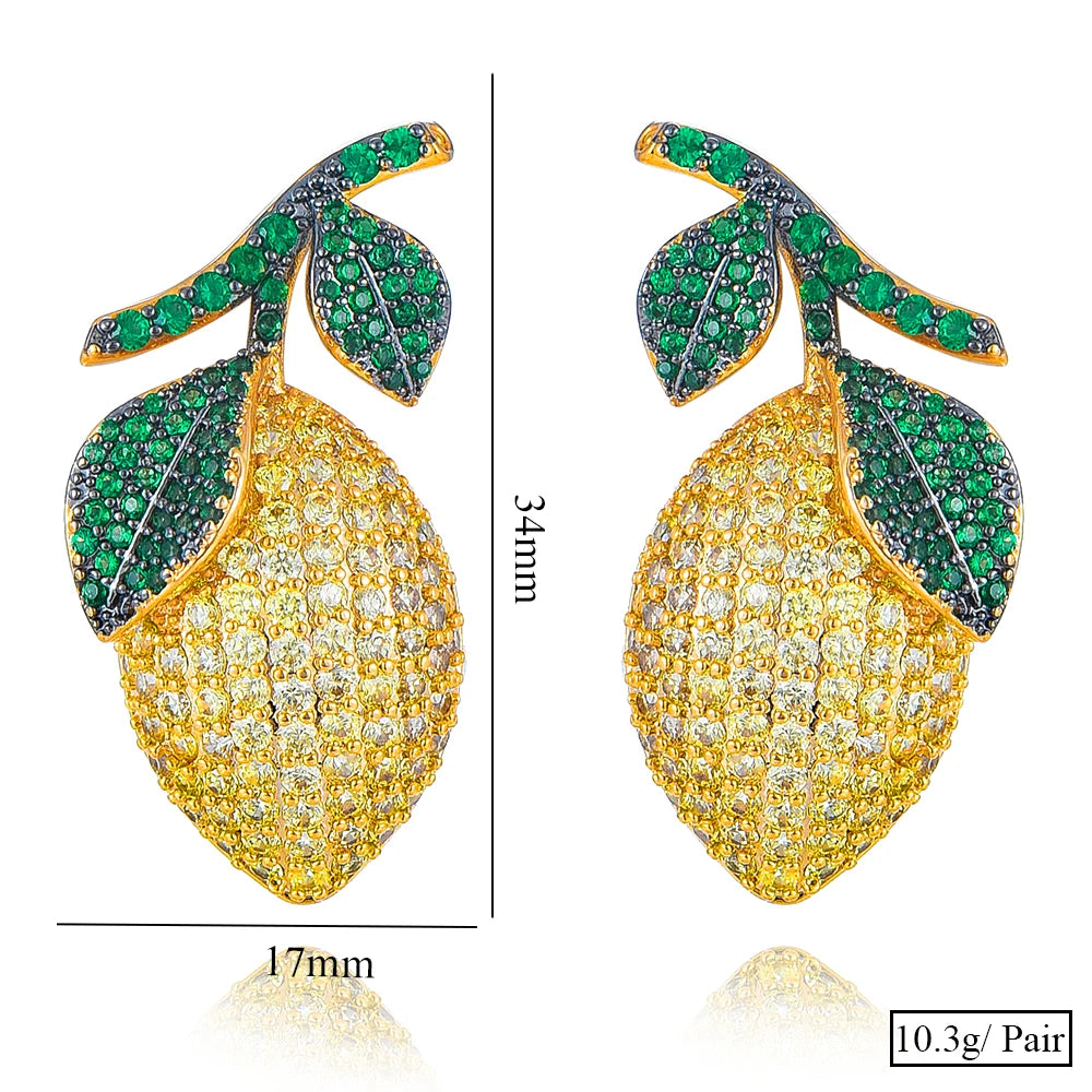 Pre Order:  Cute Lemon Zircon Earrings