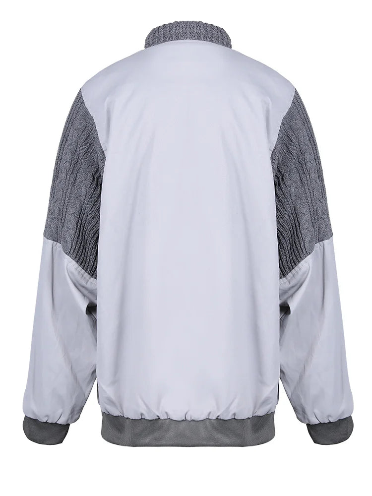 Pre Order:  Gray Knit Spliced Jacket