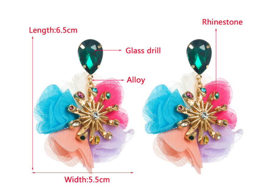 Pre Order:  Alloy Diamond Inlaid Flower Earrings