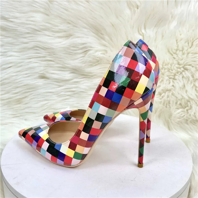 Pre Order:  Multicolor Checker Print Stilettos