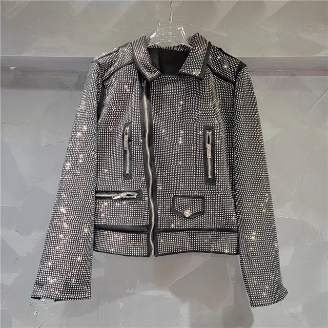 Pre Order:  Diamond Studded Zipper Jacket