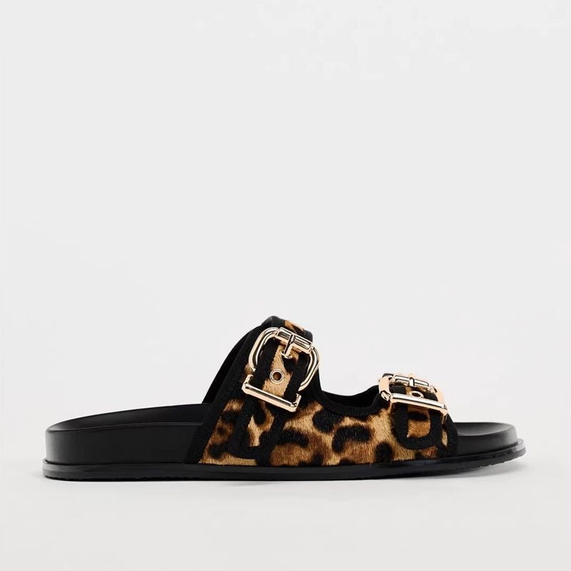 Pre Order:  Leopard Print Round Toe Slippers