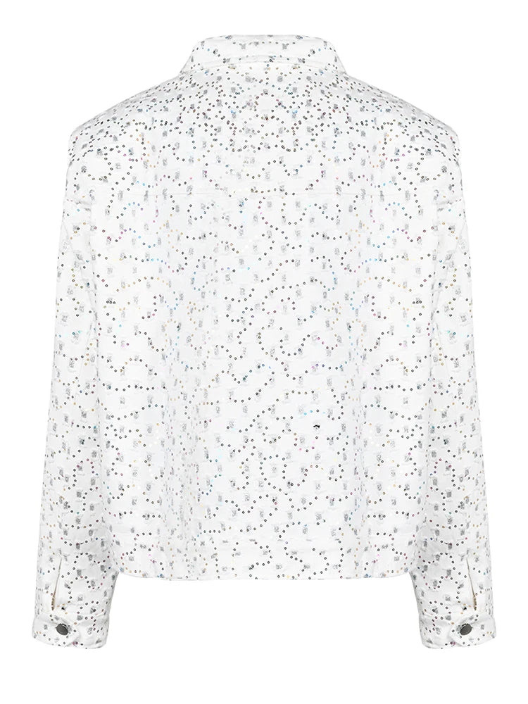 Pre Order:  Sequins Overstitch Deco Denim Jacket