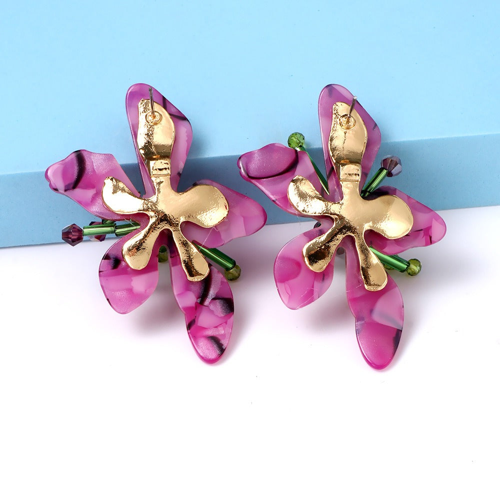 Pre Order:  Acrylic Retro Flower Earrings