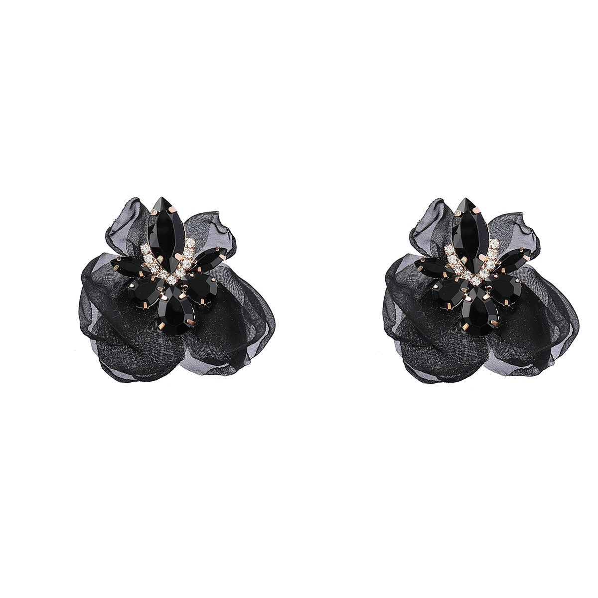 Pre Order:  Elegant Vintage Alloy Diamond Flower Earrings