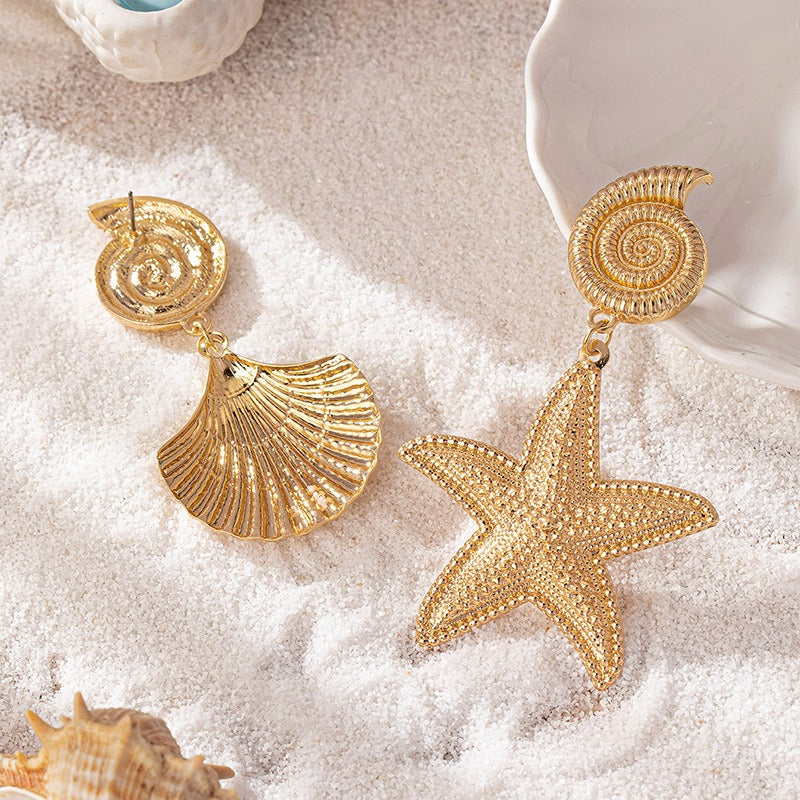 Pre Order:  Gold Metallic Starfish Shell Earrings