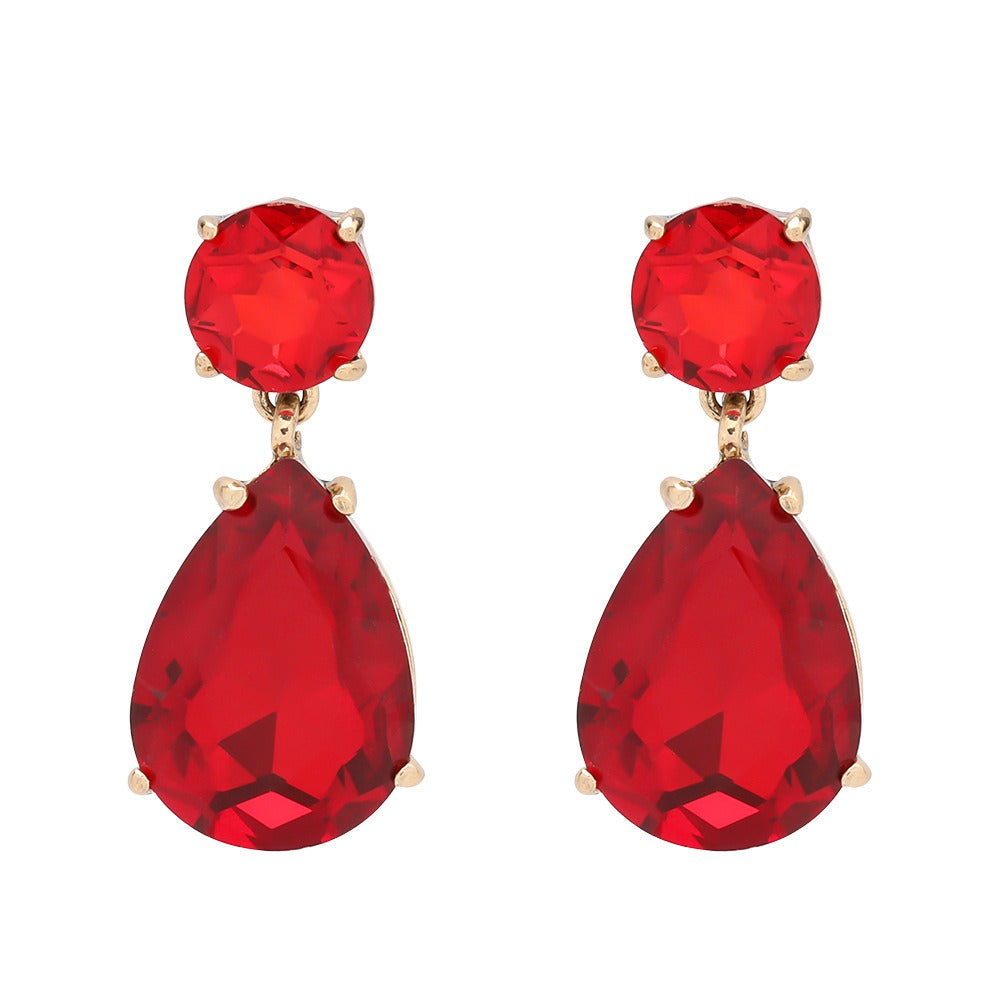 Pre Order:  Glass Water Drop Alloy Earrings