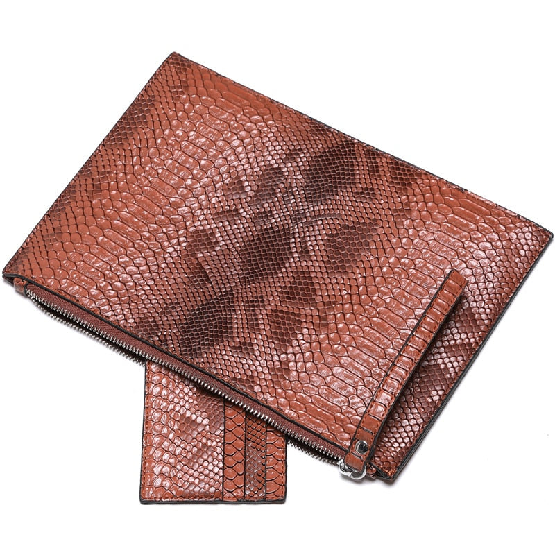 Pre Order:  Faux Snakeskin Card Wallet+Envelope Bag